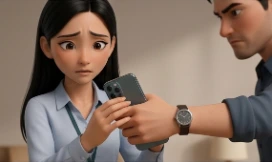 A partner taking someone's phone