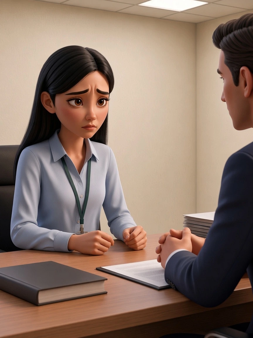 Someone talking to a lawyer across a desk